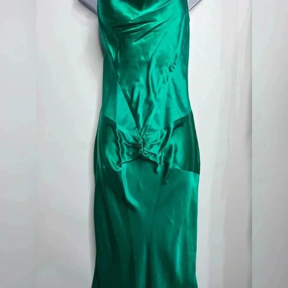 Vintage Dolce Jovani 100% Silk Green Slip Dress Size 4 - Picture 4 of 10